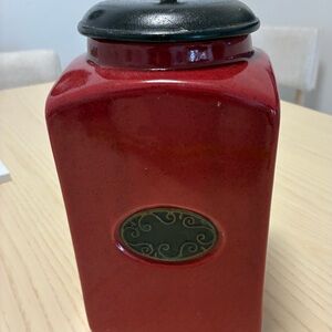 Pier One EUC Mulberry Ceramic Canister.